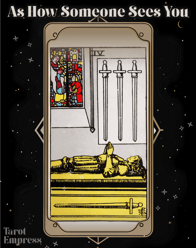 b7b8bcd5795d811790253b06a7e98c7a 4 of swords feelings What does it mean when someone pulls this card for their feelings toward you