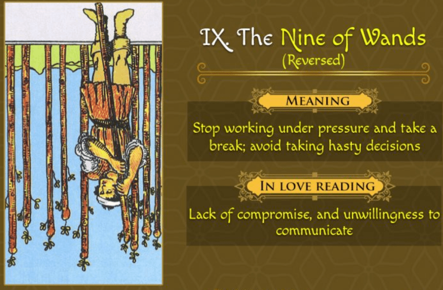 b6cb73ab4068ee7ed2dfd2cbde2f3b27 What 9 of Wands Reversed Means for Feelings: Tired and Done?